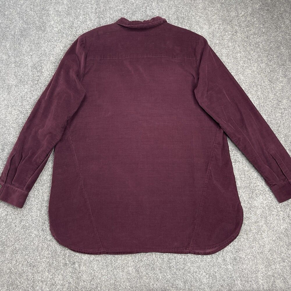 J Jill Corduroy Button Front Tunic Top Womens Medium Long Sleeve Cotton Plum - Picture 2 of 9